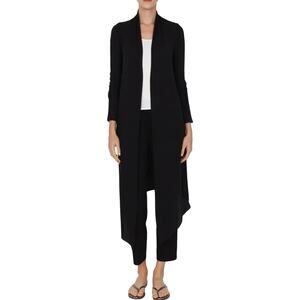 Marie France Van Damme Minimalist Long Silk Blend Michi Black Cardigan OS